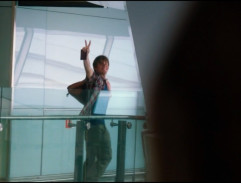 Rosie with Alex at the airport