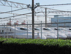 Shinkansen train depot in Tokyo