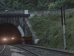 Train under the bridge