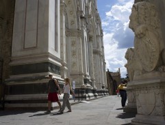 In front of the church