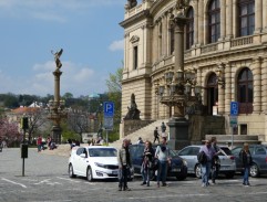 In front of the building