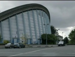 In front of a boxing arena