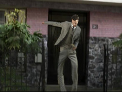 In front of the house