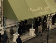 In front of the auction hall