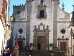 In front of the church