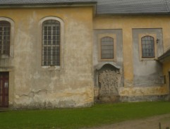 In front of the church